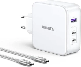 Ugreen Nexode 140W GaN USB-C Wall Charger 3-Ports + USB-C Cable weiß