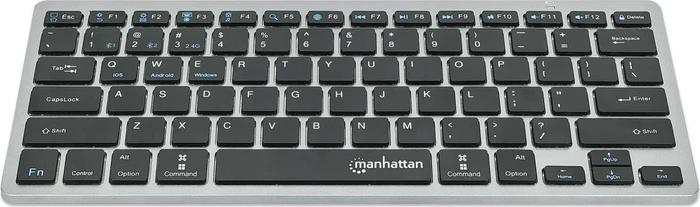 Manhattan Ultra Slim Dual-Mode Wireless Keyboard, schwarz/silber, USB/Bluetooth, DE