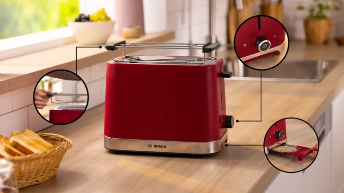 Bosch TAT4M224 Kompakt MyMoment Toaster rot/edelstahl