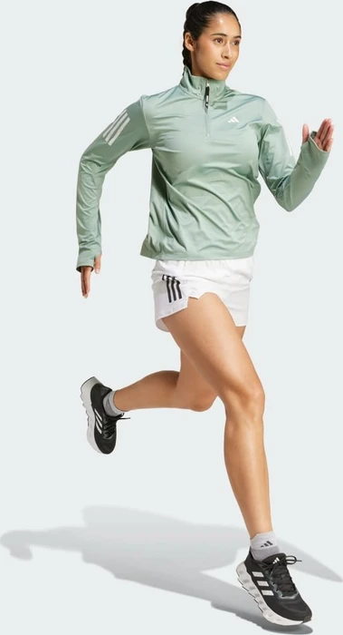 adidas Own The Run Half-Zip Laufshirt langarm silver green (Damen)