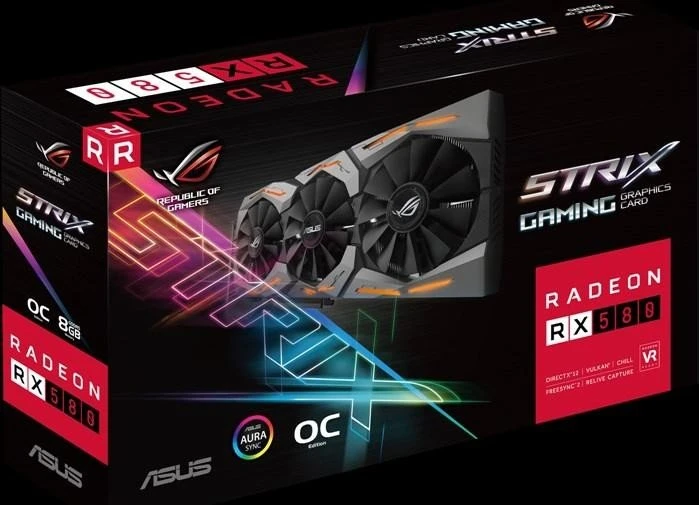 ASUS ROG Strix Radeon RX 580 OC, ROG-STRIX-RX580-O8G-GAMING, 8GB GDDR5, DVI, 2x HDMI, 2x DP