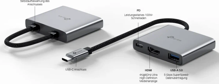 TP-Link 3-in-1 USB-C Hub, USB-C 3.0 [Stecker]