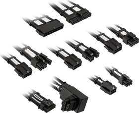 Kolink Core Pro Braided Cable Extension Kit 12V-2x6, Typ 1, Sense-Pins an der Oberseite, Jet Black/Brilliant White (COREPRO-EK-12VT1-BWH)