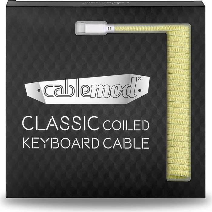 CableMod Classic Coiled Keyboard Cable USB Micro-B auf USB-A, Tastaturkabel (Spiral-Textilkabel), 1.5m, Lemon Ice