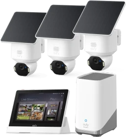 eufy eufyCam Solo E42, 3er-Pack inkl. HomeBase S380 & Display, Set