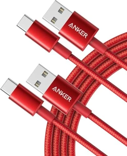 Anker USB Adapterkabel, USB-A [Stecker] auf USB-C [Stecker], rot, 1.8m, 2er-Pack