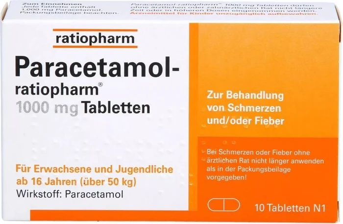Paracetamol-ratiopharm 1000mg Tabletten, 10 Stück