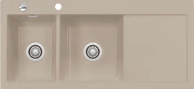 systemceram Mera Double Einbau Becken links mit Ablauffernbedienung fango