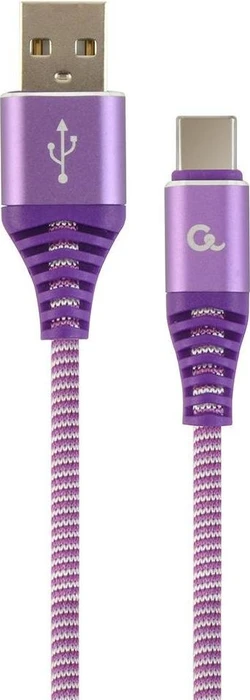 Gembird Premium Cotton Braided Type-C USB Charging And Data Cable 2.0m violett