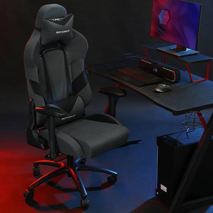 Songmics Gamingstuhl, grau/schwarz