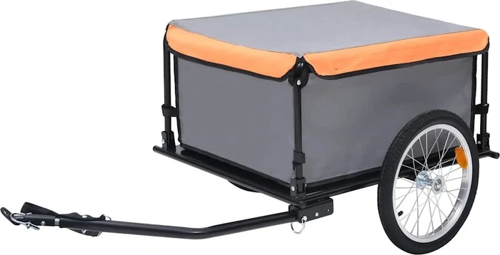 vidaXL 65kg Fahrradanhänger grau/orange