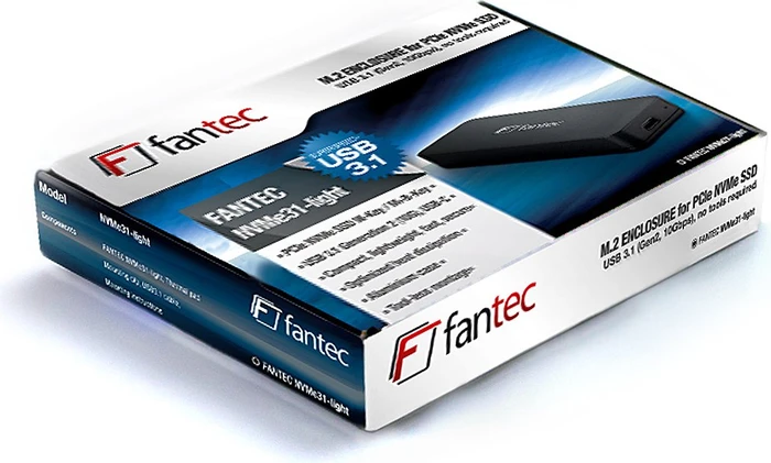 Fantec NVMe31 light M.2 NVMe SSD-Case, schwarz, USB-C 3.1