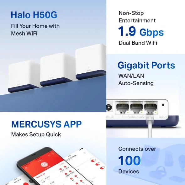 Mercusys Halo H50G, AC1900, 3er-Pack