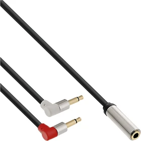 InLine Klinken Adapter, 2x 3.5mm Stecker auf 1x 3.5mm Buchse, 15cm, schwarz
