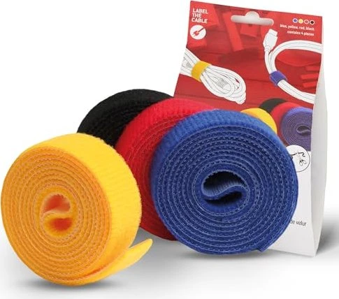 LABEL THE CABLE LTC Roll Strap 4x Kabelbinder, 1m, farbig sortiert, 4 Stück