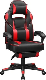 Songmics Gamingstuhl mit Fußstütze, schwarz/rot