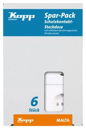 Kopp Malta Profi-Pack: 6 Steckdose, arktisweiß
