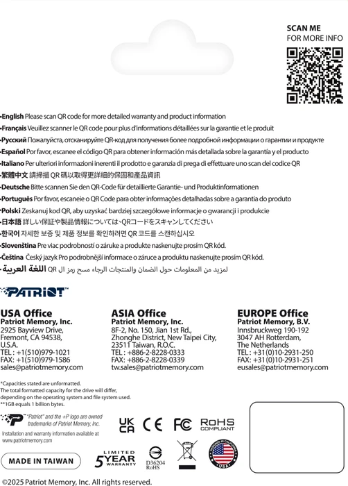 Patriot P410 1TB, M.2 2280 / M-Key / PCIe 4.0 x4