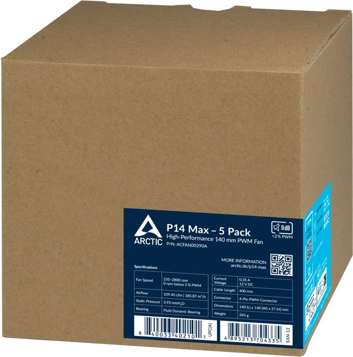 ARCTIC P14 Max schwarz, 140mm, 5er-Pack