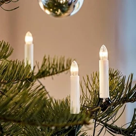 Hellum Lichterkette Riffelkerzen weiß 30x E10