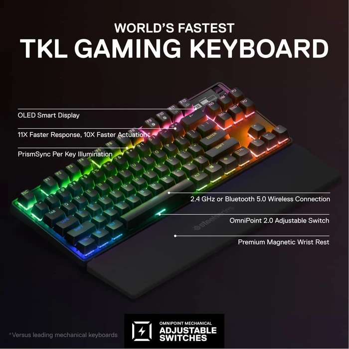 SteelSeries Apex Pro TKL Wireless 2023, OmniPoint 2.0, USB/Bluetooth, US