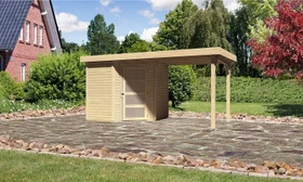 Karibu Schwandorf 3 Gartenhaus inkl. Anbau 2.4m natur