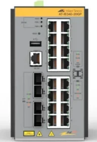 Allied Telesis IE340 Industrial Railmount Gigabit Managed Switch, 16x RJ-45, 4x SFP, 240W PoE+