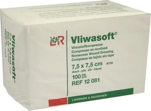 Lohmann & Rauscher Vliwasoft Vlieskompressen 4-lagig unsteril, 7.5 x 7.5cm, 100 Stück