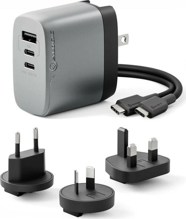 Alogic 3-Port Rapid Power Multi-Country GaN Charger 67W grau/schwarz