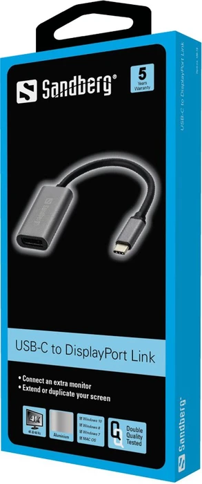 Sandberg USB-C DisplayPort, Videoadapter, USB-C 3.0 [Buchse]