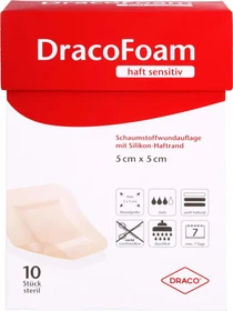Dr. Ausbüttel DracoFoam haft sensitiv Schaumstoff Wundauflage, 5 x 5cm, 10 Stück