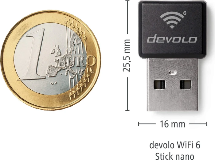 devolo WLAN-Adapter, 2.4GHz/5GHz WLAN, AX1800, USB-A 2.0 [Stecker]