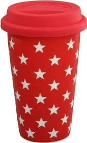 Krasilnikoff Travel Mug Isolierbecher 250ml rot sterne