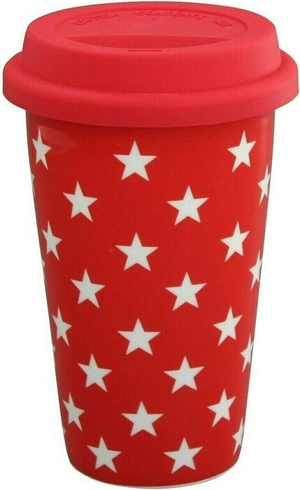 Krasilnikoff Travel Mug Isolierbecher 250ml rot sterne
