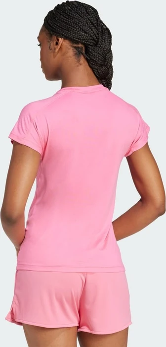 adidas Aeroready Train Essentials Minimal Branding V-Neck Funktionsshirt kurzarm pink fusion/white (Damen)