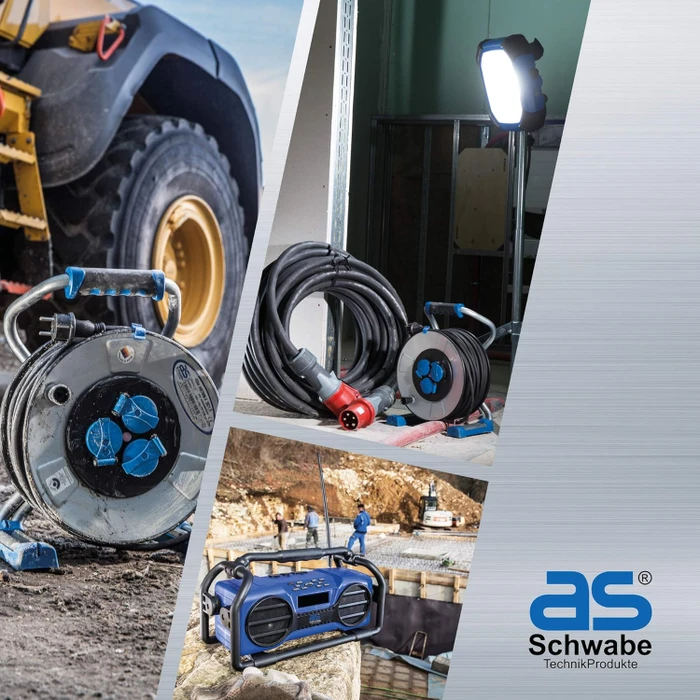 as-Schwabe Gummi CEE Verlängerungskabel 400V 32A IP44 H07RN-F 5G4, schwarz, 1.6m