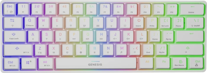 Genesis Thor 660 Wireless, PBT, weiß, LEDs RGB, Gateron RED, USB/Bluetooth, US