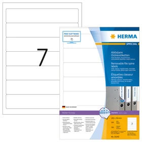 Herma Ordneretiketten, 192x38mm, ablösbar, weiß, 100 Blatt (700 Etiketten)