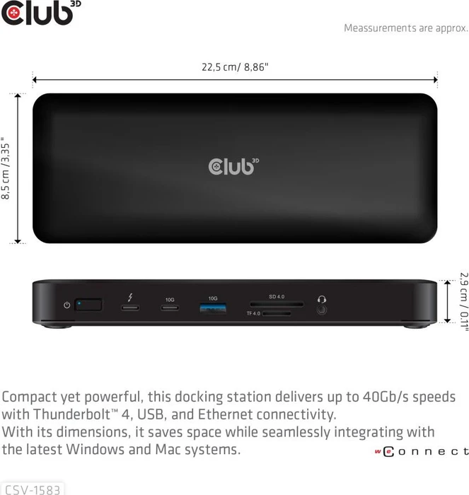 Club 3D 16-in-1 Vier-Displays Docking-Station, Thunderbolt 4 [Buchse]