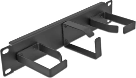 DeLOCK 10" Kabelrangierpanel mit Stahlbügeln, mit Öffnungen, 3 Bügel, schwarz, 1HE