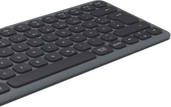 Hama WK-500 kompakte Multi-Device-Tastatur, dunkelgrau/schwarz, USB/Bluetooth, DE