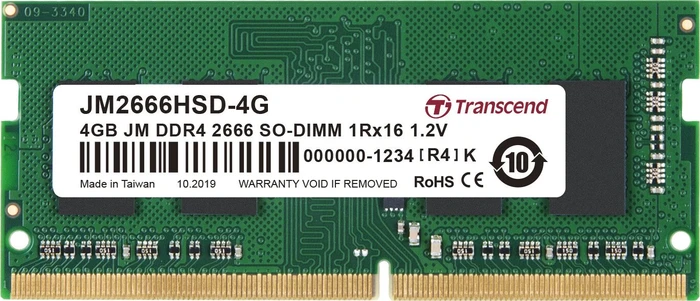 Transcend JetRam SO-DIMM 4GB, DDR4-2666, CL19-19-19, 1RX16