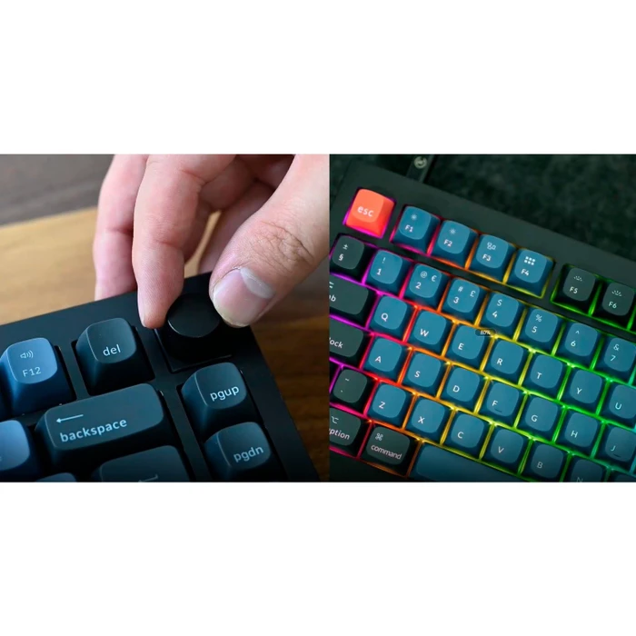 Keychron Q1 Knob, LEDs RGB, hot-swap, schwarz/blaugrau, Gateron G Pro BROWN, USB, DE
