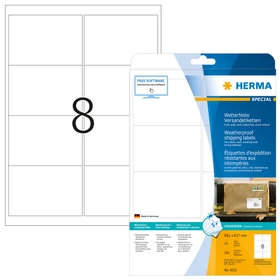 Herma Folienetiketten, 99.1x67.7mm, wetterfest, weiß, matt, 25 Blatt (200 Etiketten)