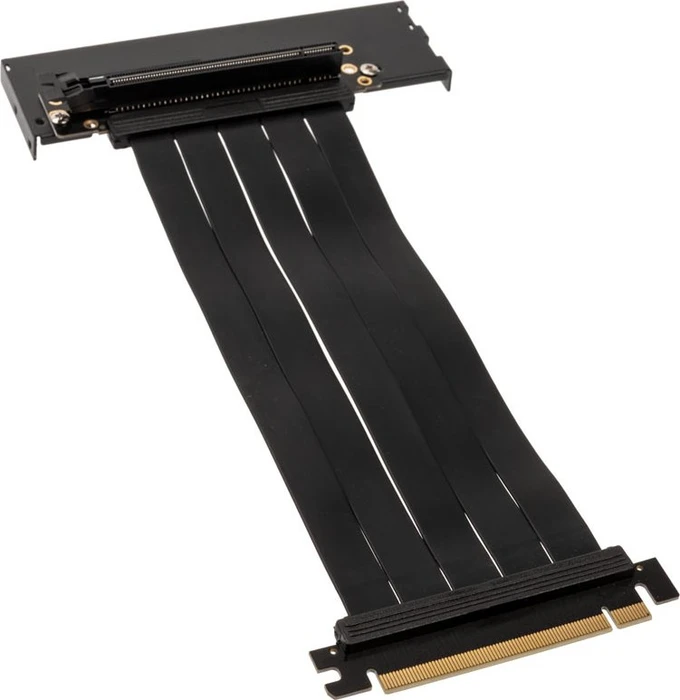 Akasa Riser Black Pro, Riser Card Cable, inkl. PCI-Slot Blende, gewinkelt, PCIe 3.0, 200mm