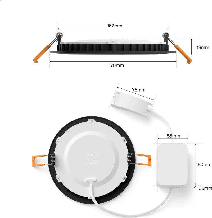 Philips Hue White and Color Ambiance Slim Einbauleuchte 170mm schwarz (929004291301) – Bild 3 von 4