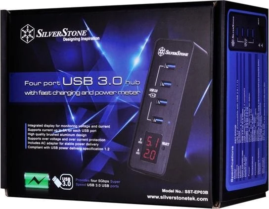 SilverStone EP03B USB-Hub, 4x USB-A 3.0, USB-B 3.0 [Buchse]