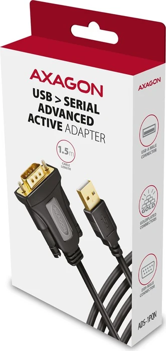 Axagon USB-A 2.0 [Stecker] auf RS-232 (seriell) [DB9 Stecker], Adapterkabel, 1.5m
