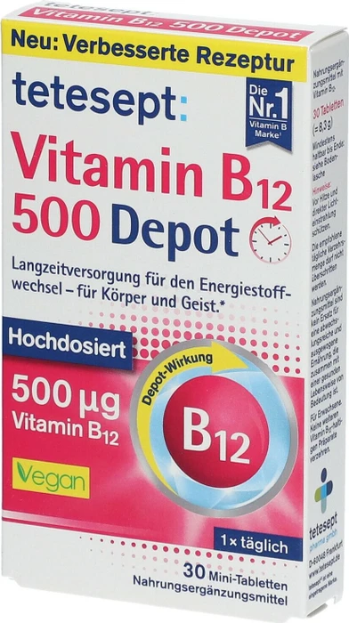 Tetesept Vitamin B12 500 Depot Filmtabletten, 30 Stück