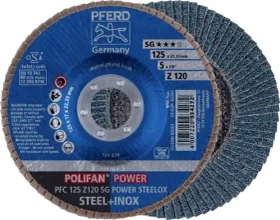 Pferd PFC 125 Z 120 SG POWER STEELOX POLIFAN Fächerschleifscheibe K120, 125x22.23mm, 10 Stück